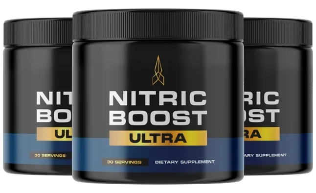 Three Nitric Boost jars side by side, the 90-day supply package